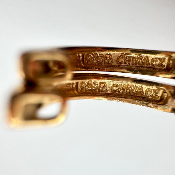 Ross-Simons Cubic Zirconia CZ Huggie Hoop Earrings Gold Over 925 Sterling Silver - Picture 10 of 15